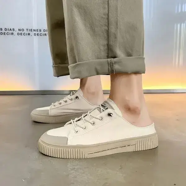 Mens Canvas Shoes | Stain-Resistant Low-Top Casual Platform Shoes in Beige, Black, White