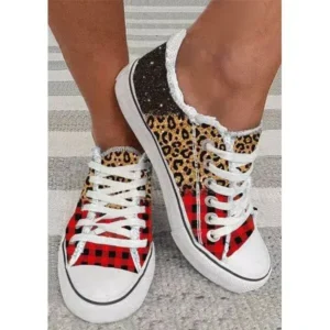 Mukeshhousehold Women Casual 3D Printing Color Leopard Canvas Shoes