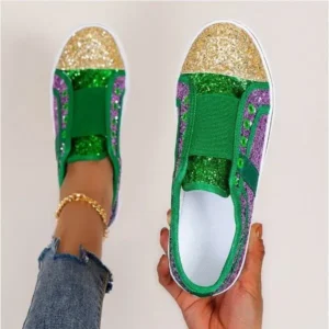 Mukeshhousehold Women Fashion Large Size Casual Sequin Stitching Set Of Feet Flat Shoes