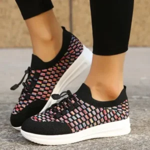 Mukeshhousehold Women Fashion Fly Knit Breathable Fashion Sneakers