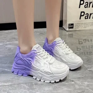 Mukeshhousehold Women Fashion Platform Gradient Lace-Up Sneakers