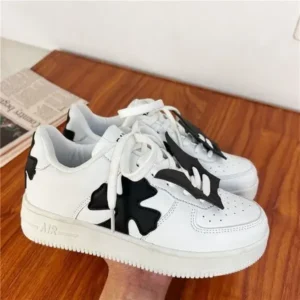 Mukeshhousehold Women Fashion Round Toe Cross Platform Sneakers