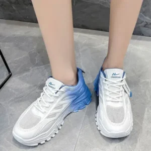 Mukeshhousehold Women Fashion Round Toe Breathable Mesh Gradient Sneakers