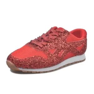 Mukeshhousehold Women Fashion Round Toe Platform Sequins Rhinestone Platform Sneakers