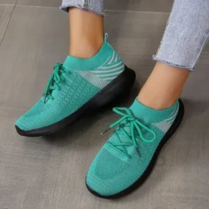 Mukeshhousehold Women'S Fashion Platform Lace Up Flyknit Sneakers