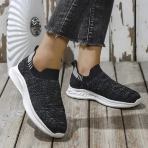 Mukeshhousehold Women Fashion Round Toe Slip-On Flat Non-Slip Lightweight Sneakers