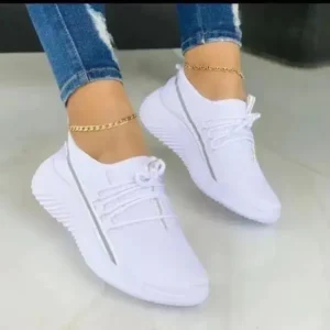 Mukeshhousehold Women Fashion Breathable Lace-Up Flat Mesh Sneakers