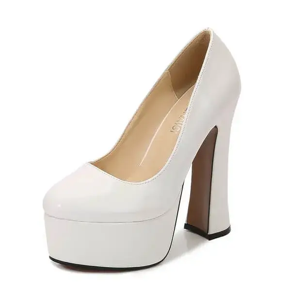 Mukeshhousehold Women Plus Size Fashion Sexy Thick-Soled Chunky Heel Platform Round-Toe High-Heeled Shoes Wedges