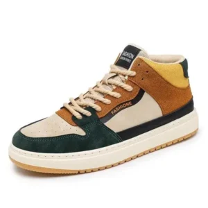 Mukeshhousehold Men'S Fashion Breathable Color Block Pu Sneakers