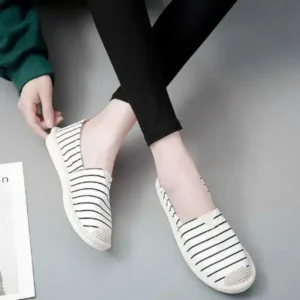 Mukeshhousehold Fashion Stripe Pattern Design Women Round-Toe Casual Espadrilles Shoes