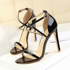 Mukeshhousehold Women Fashion Sexy Hollow Cross Stiletto Heel Sandals