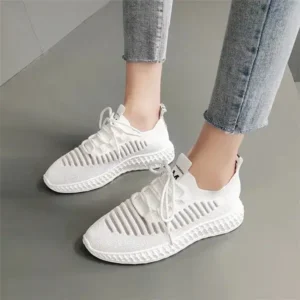 Mukeshhousehold Women Fashion Mesh Cloth Lace-Up Sneakers