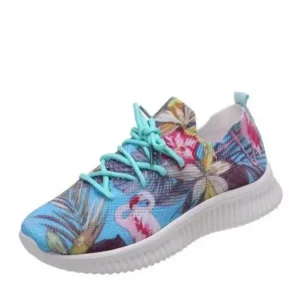 Mukeshhousehold Women Fashion Casual Lace Up Design Mesh Breathable Graffiti Print Sneakers