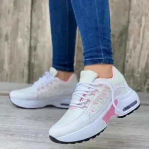 Mukeshhousehold Women Fashion Casual Lace Up Design Air Cushion Platform Sneakers