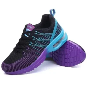 Mukeshhousehold Women Fashion Casual Lace Up Design Mesh Breathable Air Cushion Shock Absorbing Sneakers