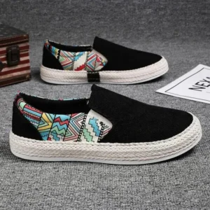 Mukeshhousehold Men Fashion Color Matching Breathable Canvas Flats Shoes