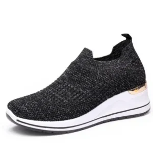 Mukeshhousehold Women Casual Mesh Knit Design Breathable Comfort Wedge Platform Sneakers