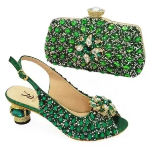 Mukeshhousehold Fashion Rhinestone Design Party Women High Heel Peep Toe Sandals And Clutch Evening Bag Set