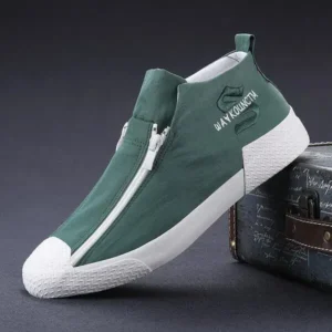 Mukeshhousehold Men'S Casual Embroidery Zipper High Top Canvas Shoes