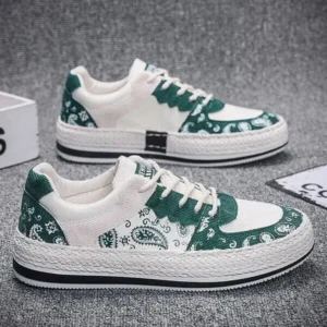 Mukeshhousehold Men Fashion Cashew Flower Printed Canvas Sneakers