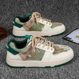 Mukeshhousehold Men'S Casual Retro Secret Forest Oil Painting Pattern Sneakers