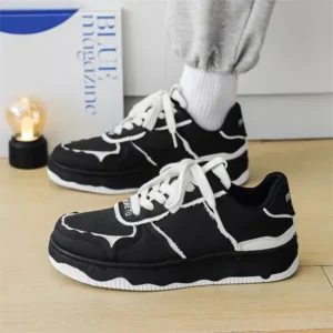 Mukeshhousehold Men'S Fashion Black White Breathable Canvas Sneakers