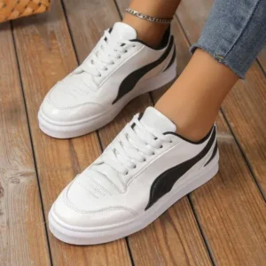 Mukeshhousehold Women Fashion Plus Size Thick-Soled Round Toe Flat Sneakers