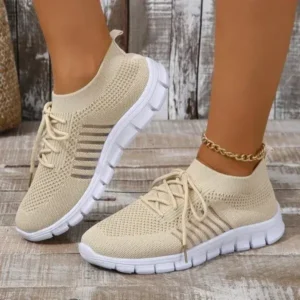 Mukeshhousehold Women Casual Plus Size Solid Color Mesh Breathable Flat Sneakers