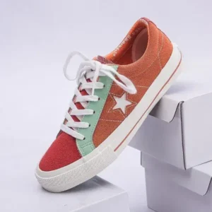 Mukeshhousehold Women Fashion Stitching Canvas Star Round Toe Sneakers