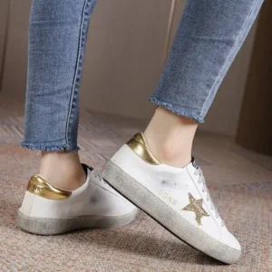 Mukeshhousehold Women Fashion Casual Plus Size Star Round Toe Sneakers