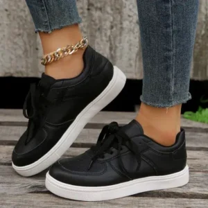 Mukeshhousehold Women Fashion Casual PU Lace-Up Sneakers