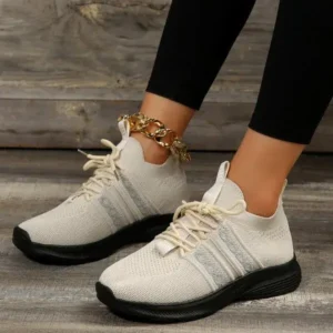 Mukeshhousehold Women Fashion Casual Flying Mesh Breathable Thick-Soled Sneakers