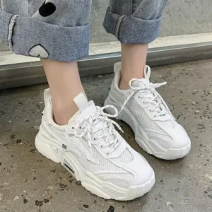 Mukeshhousehold Women Fashion Casual Mesh Breathable Thick-Soled Sneakers