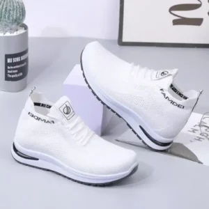 Mukeshhousehold Women Fashion Casual Mesh Breathable Solid Color Sneakers