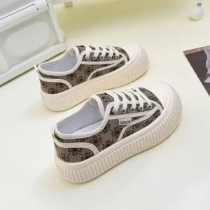 Mukeshhousehold Women Fashion Round Toe Lace-Up Sneakers