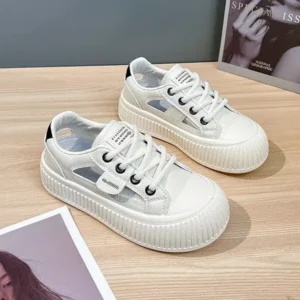 Mukeshhousehold Women Fashion Breathable Hollow Casual Sneakers Thick Soled Sneakers