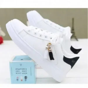 Mukeshhousehold Women Fashion Flat Solid Color Lace-Up Sneakers