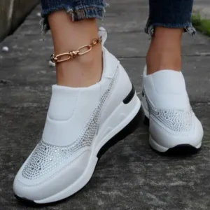 Mukeshhousehold Women Fashion Rhinestone Slip Sneakers