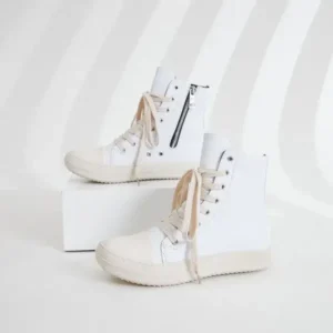 Mukeshhousehold Women Fashionable Hip Hop White High Top Sneakers