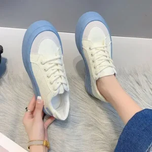 Mukeshhousehold Women Fashion Round Toe Lace-Up Sneakers