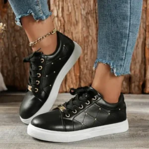 Mukeshhousehold Women Fashion Shallow Toe Round Toe Casual Lace Up Sneakers