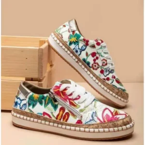 Mukeshhousehold Women Fashion Color Matching Ethnic Style Printed Sneakers