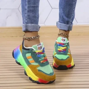 Mukeshhousehold Women Fashion Platform Color Block Platform Sneakers