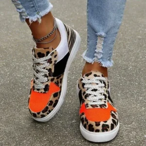 Mukeshhousehold Fashionable Round Toe Lace-Up Sneakers