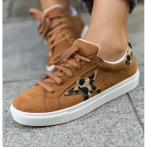 Mukeshhousehold Women Fashion Round Toe Lace-Up Canvas Sneakers