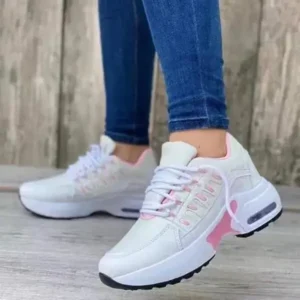 Mukeshhousehold Women Fashion Round Toe Lace Up Mesh Breathable Sneakers